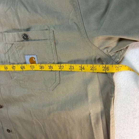 Carhartt Mens XL Tan Short Sleeve Button Down Canvas Work Shirt 384-62 - Picture 5 of 7